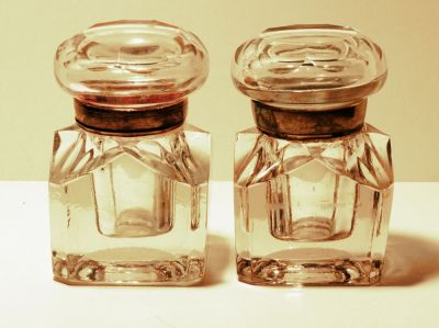 Pair of antique inkwells